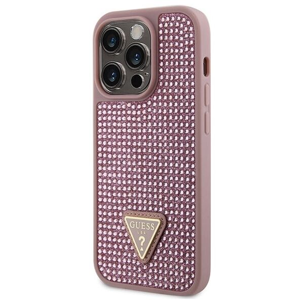 Guess case for iPhone 14 Pro 6,1&quot; GUHCP14LHDGTPP pink hardcase Rhinestone Triangle 3666339120115