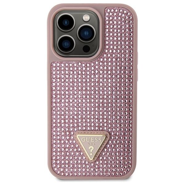 Guess case for iPhone 14 Pro 6,1&quot; GUHCP14LHDGTPP pink hardcase Rhinestone Triangle 3666339120115