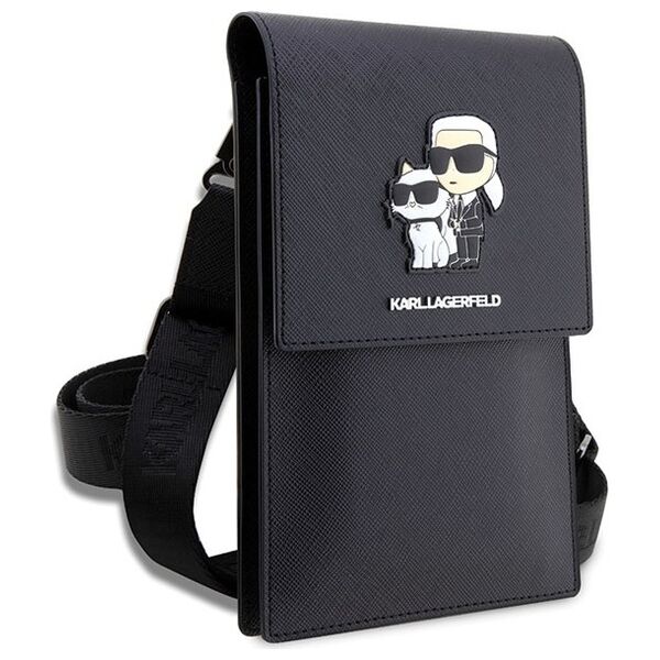 Karl Lagerfeld handbag for phone KLWBSAKCPMK black hardcase Phone Pounch Universal Saffiano K&C NFT 3666339123345
