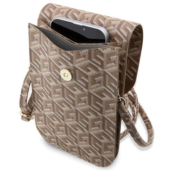 Guess bag for phone GUWBHGCFSEW brown Wallet GCube Stripe 3666339112752
