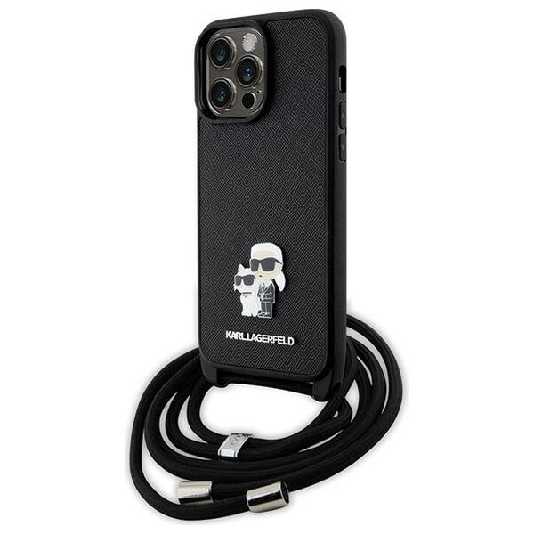 Karl Lagerfeld case for iPhone 14 Pro Max 6,7&quot; KLHCP14XSAKCPSK black HC Saffiano KC Metal Pin Crossbody 3666339165741