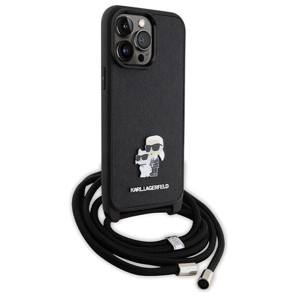 Karl Lagerfeld case for iPhone 14 Pro Max 6,7&quot; KLHCP14XSAKCPSK black HC Saffiano KC Metal Pin Crossbody 3666339165741