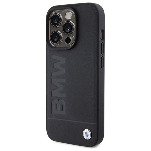 BMW case for iPhone 15 Pro Max 6,7&quot; BMHCP15XSLLBK black HC Leather Hot Stamp 3666339170844