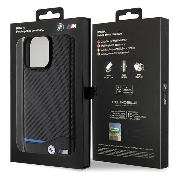 BMW case for iPhone 15 Pro Max 6,7&quot; BMHCP15X22NBCK black HC PU Carbon 3666339143862
