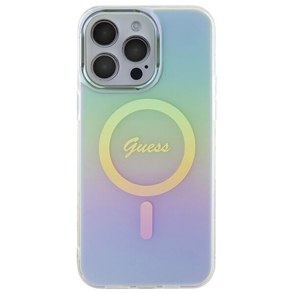 Guess case for iPhone 15 Pro 6,1&quot; GUHMP15LHITSQ turquiose HC IML Magsafe Iridescent 3666339154943