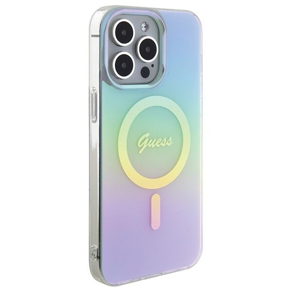 Guess case for iPhone 15 Pro 6,1&quot; GUHMP15LHITSQ turquiose HC IML Magsafe Iridescent 3666339154943