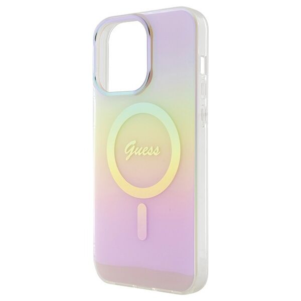 Guess case for iPhone 15 Pro 6,1&quot; GUHMP15LHITSP pink HC IML Magsafe Iridescent 3666339155087