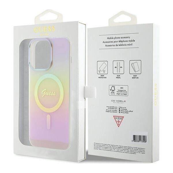 Guess case for iPhone 15 Pro 6,1&quot; GUHMP15LHITSP pink HC IML Magsafe Iridescent 3666339155087