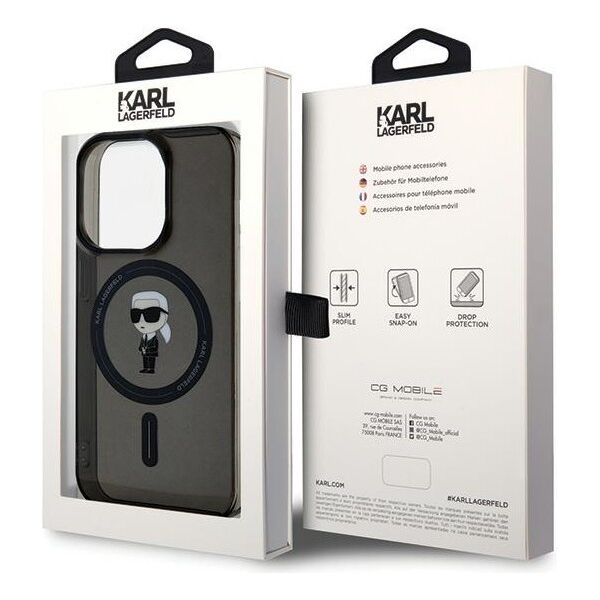 Karl Lagerfeld case for iPhone 15 Pro 6,1&quot; KLHMP15LHFCKNOK black HC Magsafe IML Ikonik 3666339162177