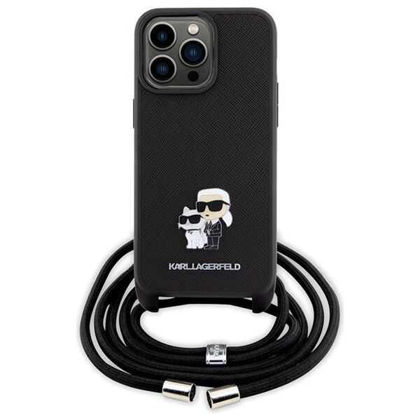 Karl Lagerfeld case for iPhone 15 Pro Max 6,7&quot; KLHCP15XSAKCPSK black HC Saffiano KC Metal Pin Crossbody 3666339165789