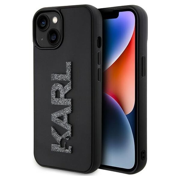 Karl Lagerfeld case for iPhone 15 6,1&quot; KLHCP15S3DMBKCK black HC 3D Logo Glitter 3666339166595