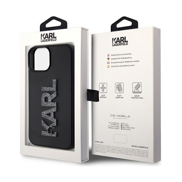 Karl Lagerfeld case for iPhone 15 6,1&quot; KLHCP15S3DMBKCK black HC 3D Logo Glitter 3666339166595