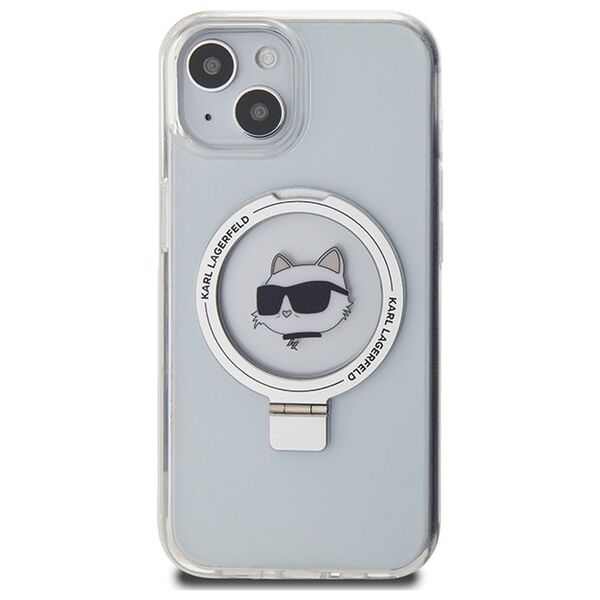 Karl Lagerfeld case for iPhone 15 6,1&quot; KLHMP15SHMRSCHH white HC Magsafe Ringstand CH 3666339168636
