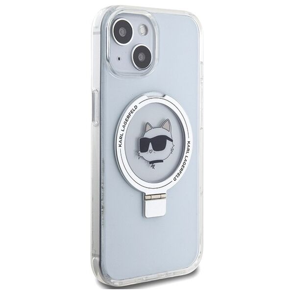 Karl Lagerfeld case for iPhone 15 6,1&quot; KLHMP15SHMRSCHH white HC Magsafe Ringstand CH 3666339168636