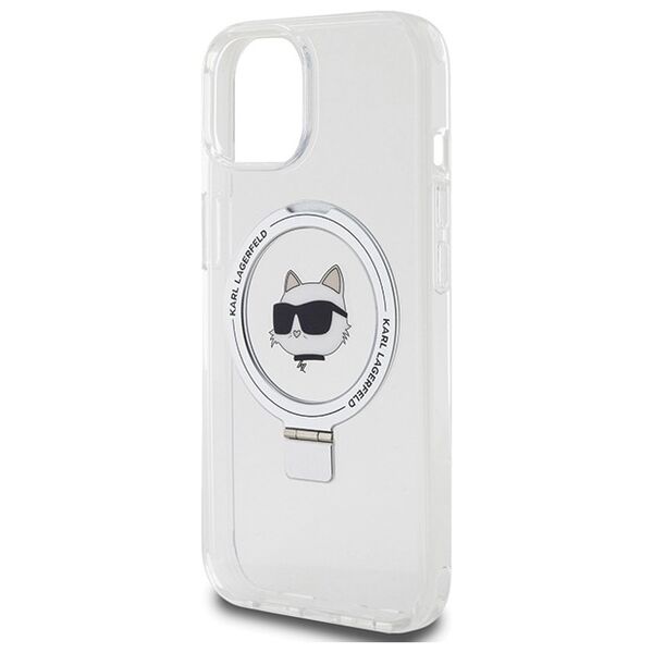 Karl Lagerfeld case for iPhone 15 6,1&quot; KLHMP15SHMRSCHH white HC Magsafe Ringstand CH 3666339168636