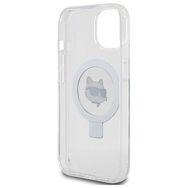 Karl Lagerfeld case for iPhone 15 6,1&quot; KLHMP15SHMRSCHH white HC Magsafe Ringstand CH 3666339168636