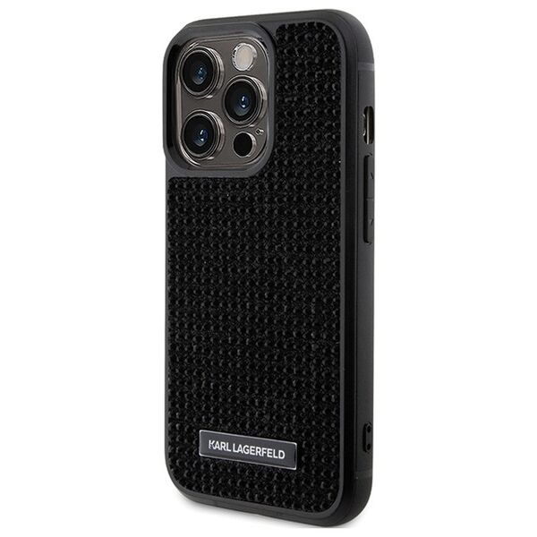Karl Lagerfeld case for iPhone 15 Pro Max 6,7&quot; KLHCP15XHDSPLK black hardcase Rhinestone Logo Metal Plate 3666339163143