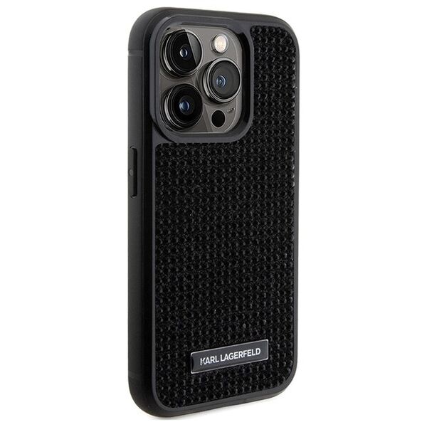 Karl Lagerfeld case for iPhone 15 Pro Max 6,7&quot; KLHCP15XHDSPLK black hardcase Rhinestone Logo Metal Plate 3666339163143