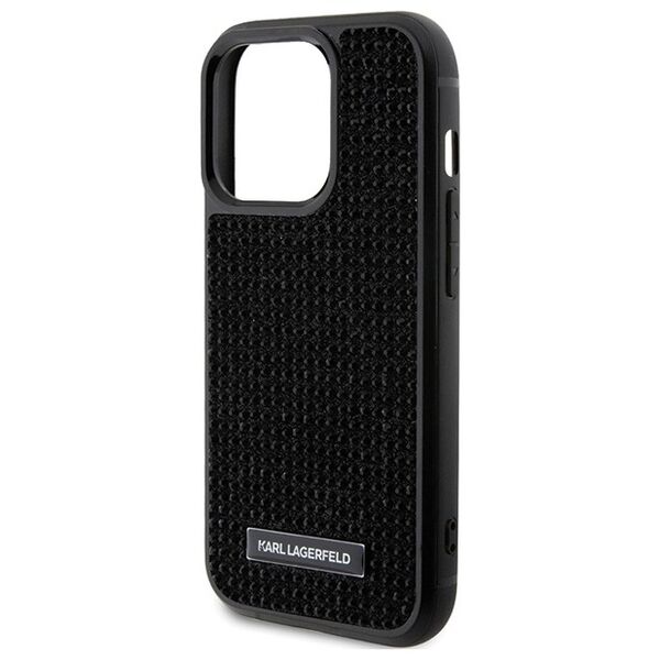 Karl Lagerfeld case for iPhone 15 Pro Max 6,7&quot; KLHCP15XHDSPLK black hardcase Rhinestone Logo Metal Plate 3666339163143