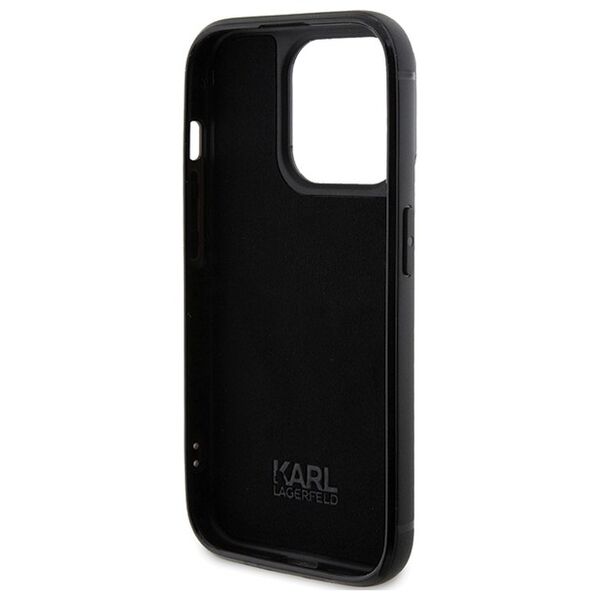 Karl Lagerfeld case for iPhone 15 Pro Max 6,7&quot; KLHCP15XHDSPLK black hardcase Rhinestone Logo Metal Plate 3666339163143