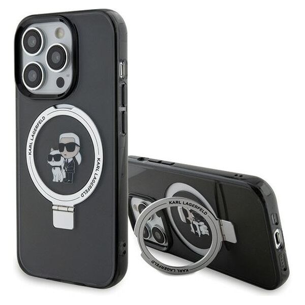 Karl Lagerfeld case for iPhone 15 Pro Max 6,7&quot; KLHMP15XHMRSKCK black hardcase Ring Stand Karl&Choupettte MagSafe 3666339169145