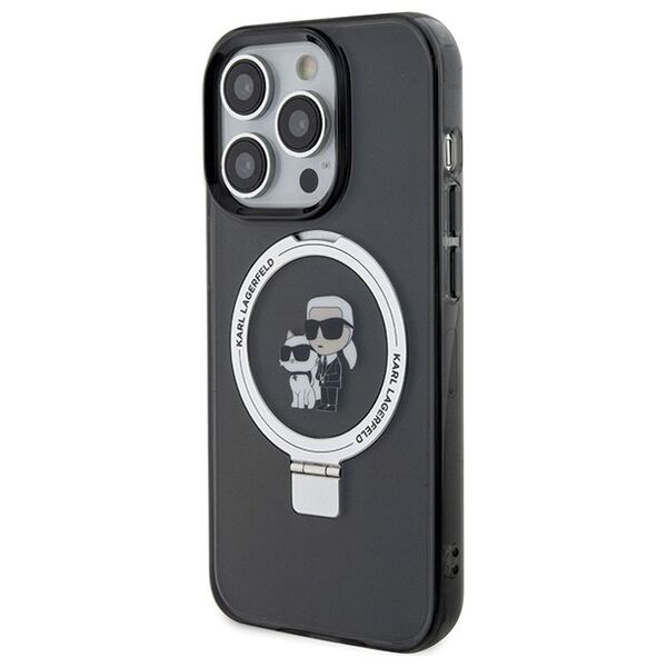 Karl Lagerfeld case for iPhone 15 Pro Max 6,7&quot; KLHMP15XHMRSKCK black hardcase Ring Stand Karl&Choupettte MagSafe 3666339169145