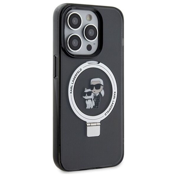 Karl Lagerfeld case for iPhone 15 Pro Max 6,7&quot; KLHMP15XHMRSKCK black hardcase Ring Stand Karl&Choupettte MagSafe 3666339169145