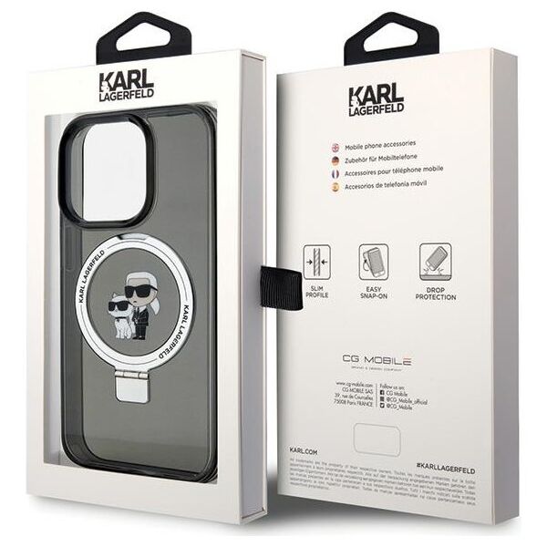 Karl Lagerfeld case for iPhone 15 Pro Max 6,7&quot; KLHMP15XHMRSKCK black hardcase Ring Stand Karl&Choupettte MagSafe 3666339169145