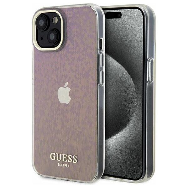 Guess case for iPhone 15 6.1&quot; GUHCP15SHDECMP pink hardcase IML Faceted Mirror Disco Iridescent 3666339172596