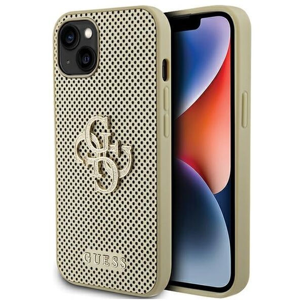 Guess case for iPhone 15 6.1&quot; GUHCP15SPSP4LGD gold hardcase Perforated 4G Glitter 3666339151560