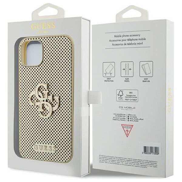 Guess case for iPhone 15 6.1&quot; GUHCP15SPSP4LGD gold hardcase Perforated 4G Glitter 3666339151560