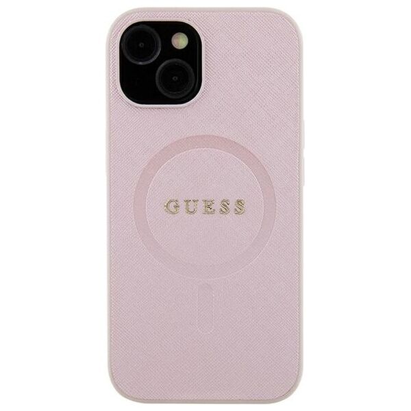 Guess case for iPhone 15 Plus 6.7&quot; GUHMP15MPSAHMCP pink hardcase Saffiano MagSafe 3666339156190