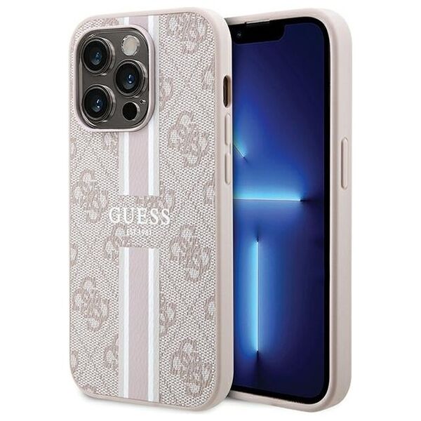 Guess case for iPhone 15 Pro Max 6,7&quot; GUHMP15LP4RPSP pink HC MAGSAFE 4G PRINTED STRIPES 3666339203504