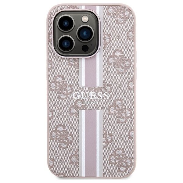 Guess case for iPhone 15 Pro 6,1&quot; GUHMP15XP4RPSP pink HC MAGSAFE 4G PRINTED STRIPES 3666339203511