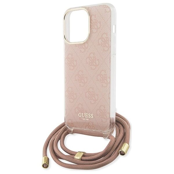 Guess case for iPhone 15 Pro 6,1&quot; GUHCP15LHC4SEP pink HC CROSSBODY CORD 4G PRINT 3666339148362