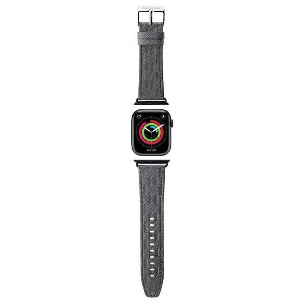 Karl Lagerfeld pasek do Apple Watch 42/44/45/49 mm KLAWLSAKLHPG STRAP SAFFIANO MONO SILVER 3666339127442