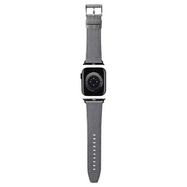 Karl Lagerfeld pasek do Apple Watch 42/44/45/49 mm KLAWLSAKLHPG STRAP SAFFIANO MONO SILVER 3666339127442