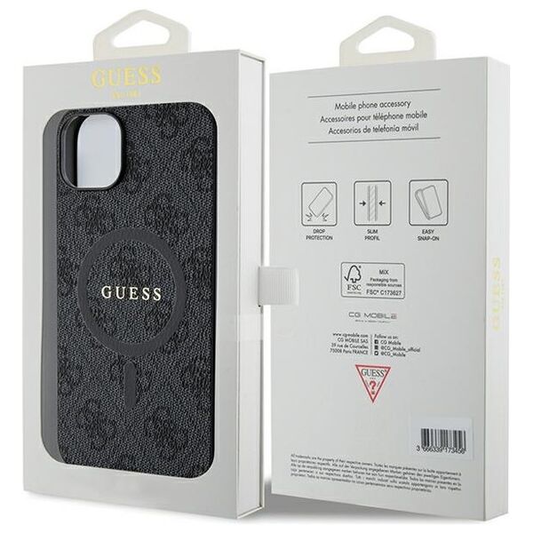 Guess case for iPhone 14 6,1&quot; GUHMP14SG4GFRK black HC MAGSAFE PU 4G RING CLASSIC LOGO 3666339226282