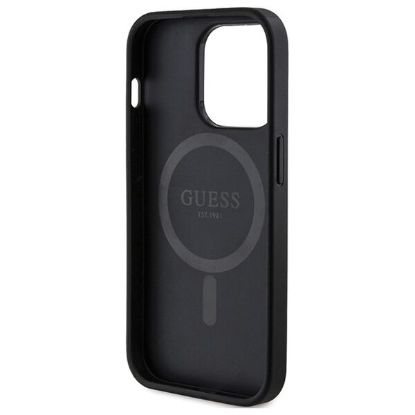 Guess case for iPhone 14 Pro Max 6,7&quot; GUHMP14XG4GFRK black HC MAGSAFE PU 4G RING CLASSIC LOGO 3666339226312