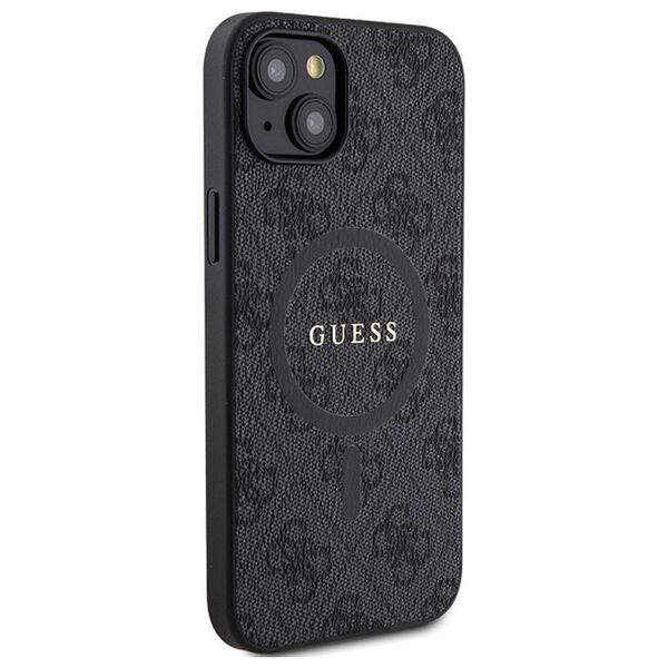 Guess case for iPhone 15 6,1&quot; GUHMP15SG4GFRK black HC MAGSAFE PU 4G RING CLASSIC LOGO 3666339226329