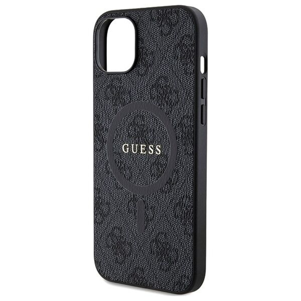 Guess case for iPhone 15 6,1&quot; GUHMP15SG4GFRK black HC MAGSAFE PU 4G RING CLASSIC LOGO 3666339226329