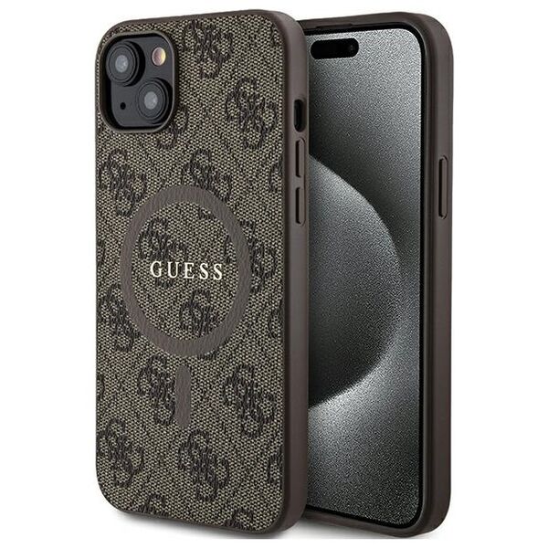 Guess case for iPhone 14 6,1&quot; GUHMP14SG4GFRW brown HC MAGSAFE PU 4G RING CLASSIC LOGO 3666339226428