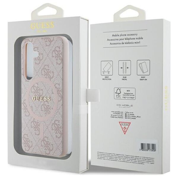 Guess case for Samsung Galaxy S24 GUHMS24SG4GFRP pink HC MAGSAFE PU 4G RING CLASSIC LOGO 3666339241513