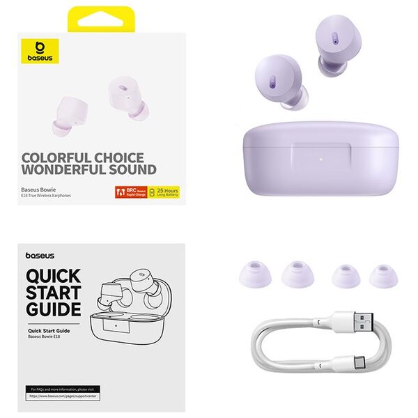 Baseus Bowie E18 True Wireless Earphones Star Purple 6932172657239