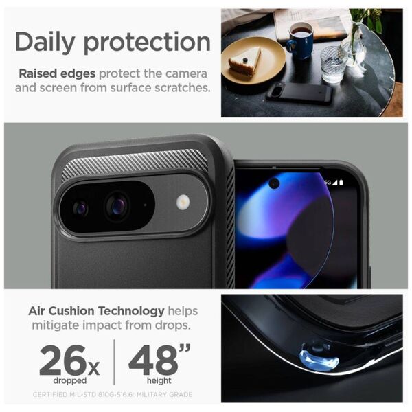 Case for GOOGLE PIXEL 9 / 9 PRO Spigen Rugged Armor Matte black 8809971226349