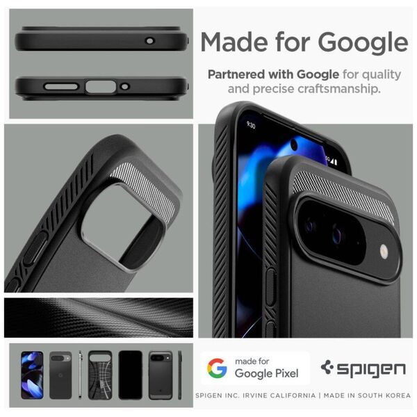 Case for GOOGLE PIXEL 9 / 9 PRO Spigen Rugged Armor Matte black 8809971226349