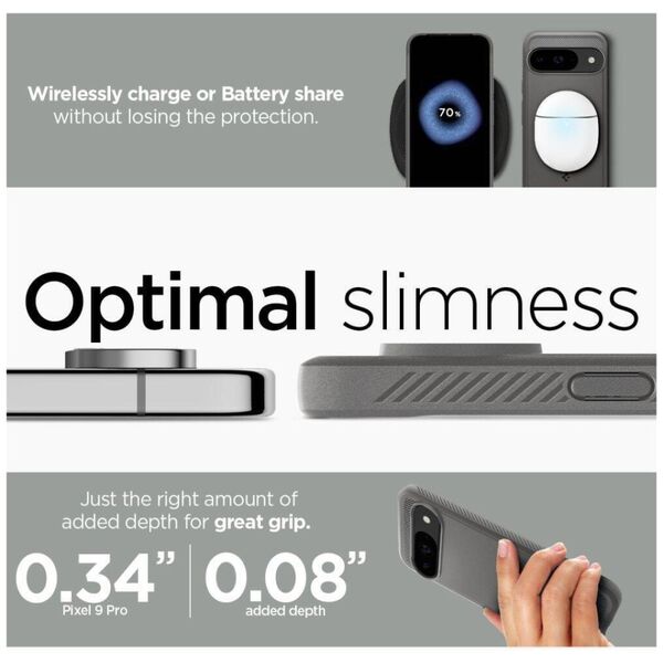 Case for GOOGLE PIXEL 9 / 9 PRO Spigen Rugged Armor Marble gray 8809971227186
