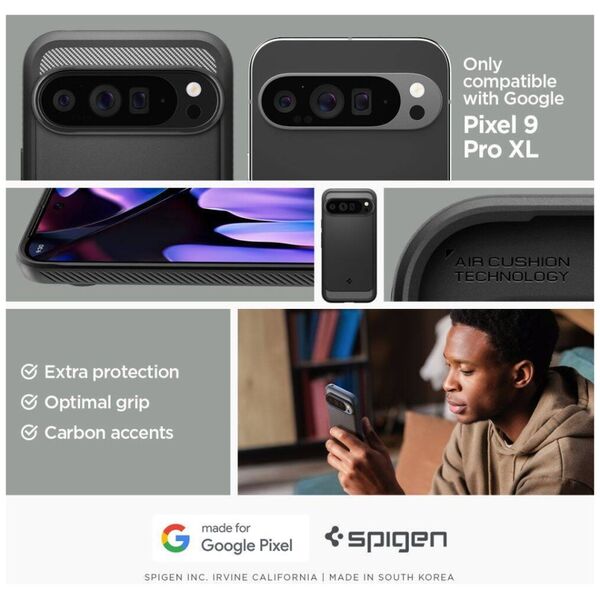 Case for GOOGLE PIXEL 9 PRO XL Spigen Rugged Armor Matte black 8809971226585