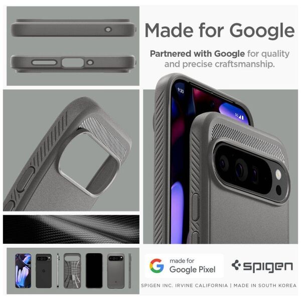 Case for GOOGLE PIXEL 9 PRO XL Spigen Rugged Armor Marble gray 8809971227193