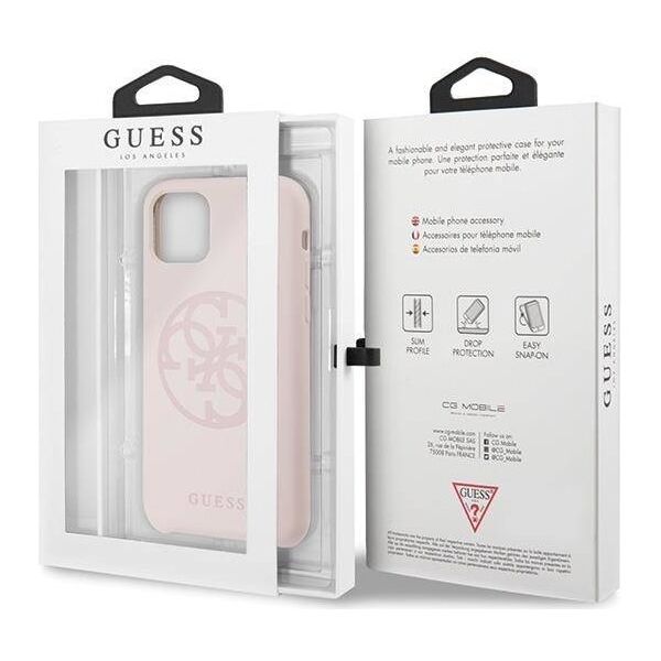 Original Case IPHONE 11 PRO Guess Hard Case Silicone 4G Tone On Tone (GUHCN58LS4GLP) light pink 3700740463642